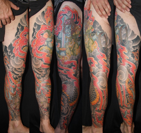 Tattoos - Japanese Dragon Leg Sleeve Tattoo - 61630